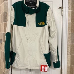 The North Face vintage white jacket outer shell, water resistant, no hood